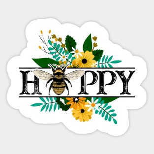 Bee Happy Flowers Sticker